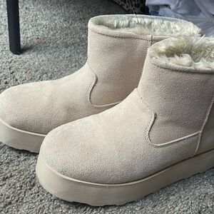 Women's Cream Suede Ankle Boots